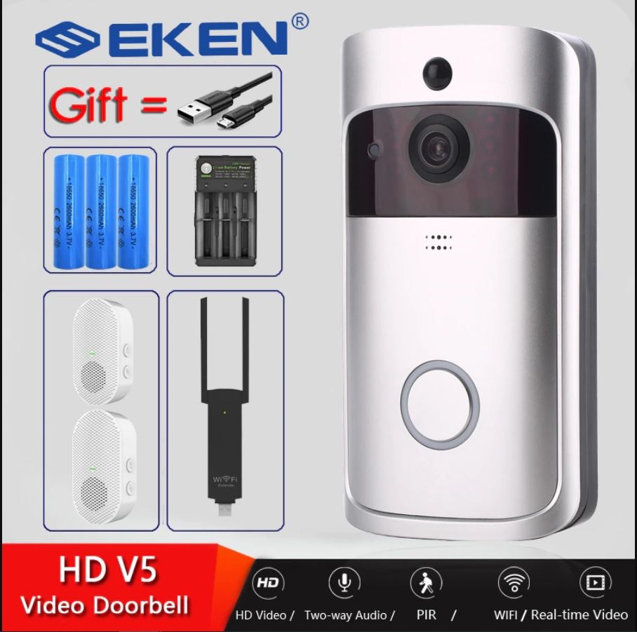 EKEN V5 Smart WiFi Video Doorbell Camera Visual Intercom With Chime Night vision IP Door Bell Wireless Home Security Camera 1