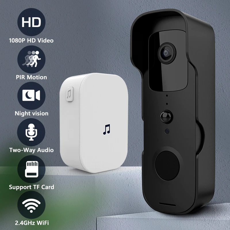 Video Doorbell IP54 Waterproof Camera Visual Intercom Chime Night Vision IP WiFi Smart Door Bell Wireless Home Security Cam 1